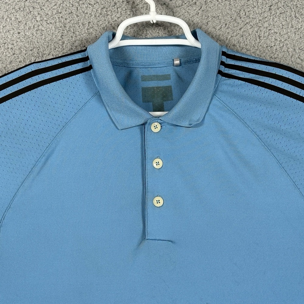Adidas Polo Shirt Mens Adult M Blue Climachill Lightweight Golf Logo Casual - Picture 2 of 9